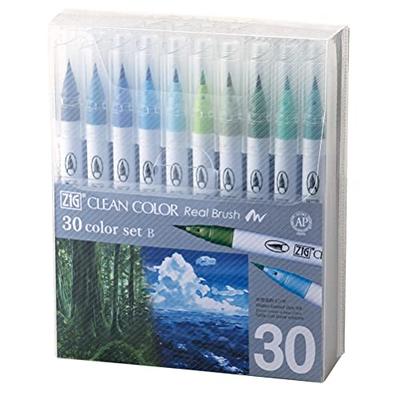 ZIG Clean Color Real Brush Pen, 30 Colors, RB-6000AT/30VB