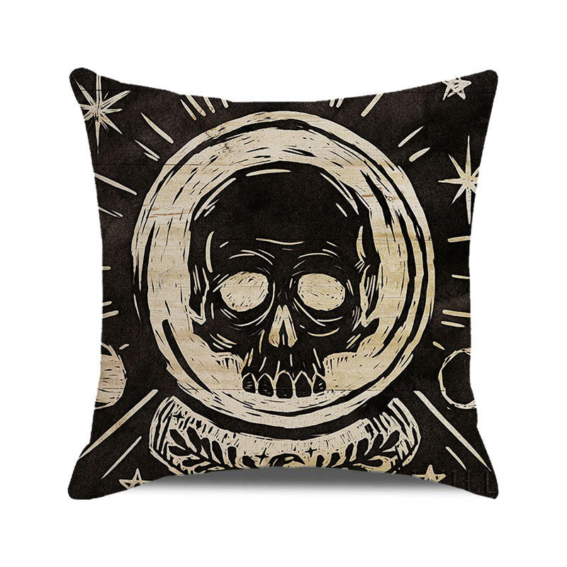 Halloween Trick or Treat Linen Cushion Cover 45x45cm Cartoon Sofa Pillow Case