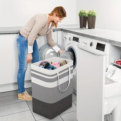 1PC 75L Fabric Storage Bag Fabric Storage Basket Folding Dirty Clothes Basket Striped Dirty Clothes Quilt Moving