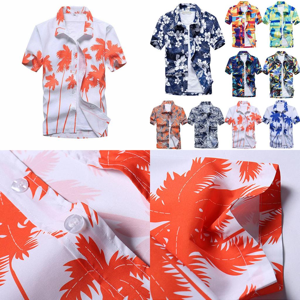 Camicia da Uomo Floreale a Maniche Corte di Qualità Premium con Design Hawaiano Senza Tempo