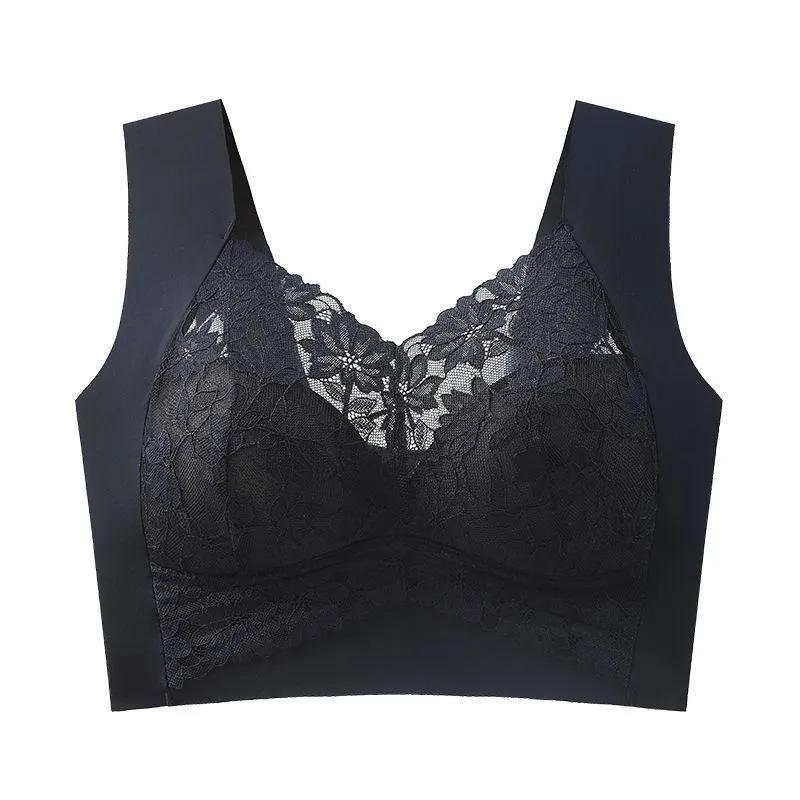 Lace Seamless Back Smoothing Vest Sleep Bra, Push Up Lifting Anti-Sag Comfort Women Bra M