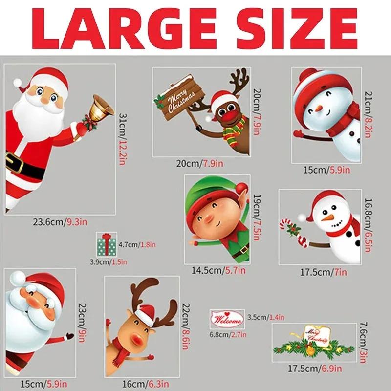 New Christmas Decoration Window Stickers Santa Gifts Merry Christmas Mirror Sticker White Snowflake Ornaments Winter Decal