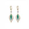 {Golden Branch Jade Leaf}~ Shining Zircon Green Ear Clips Advanced Sense No Ear Piercings Fashion Light Luxury Ear Buckles Long Earrings