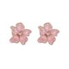 Pinkdudu Vintage Drip Oil Flower Rose Zinc Alloy Earrings Simple Trendy Stud Earrings Women Jewelry PD2359