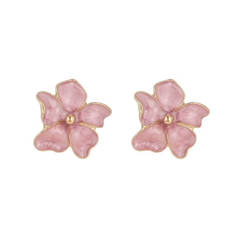 Pinkdudu Vintage Drip Oil Flower Rose Zinc Alloy Earrings Simple Trendy Stud Earrings Women Jewelry PD2359