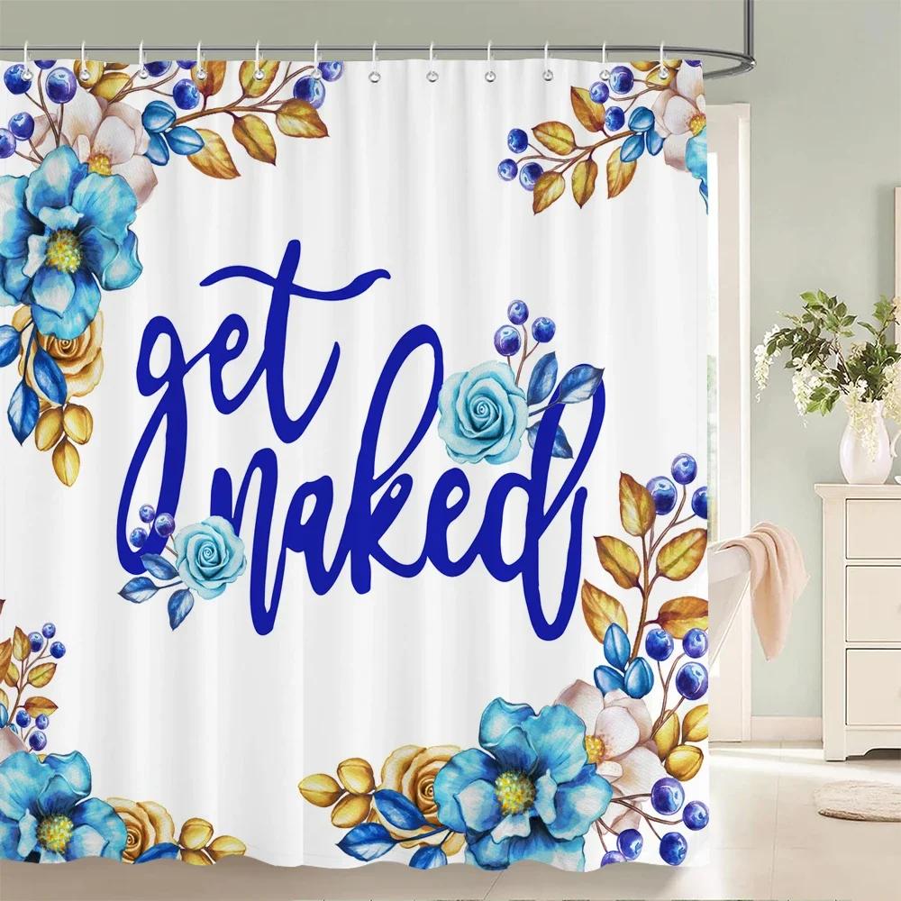 1 pcs Flower Printed Shower Curtain Waterproof Polyester Cloth Shower Curtain Bathroom Decorate W90xH180cm