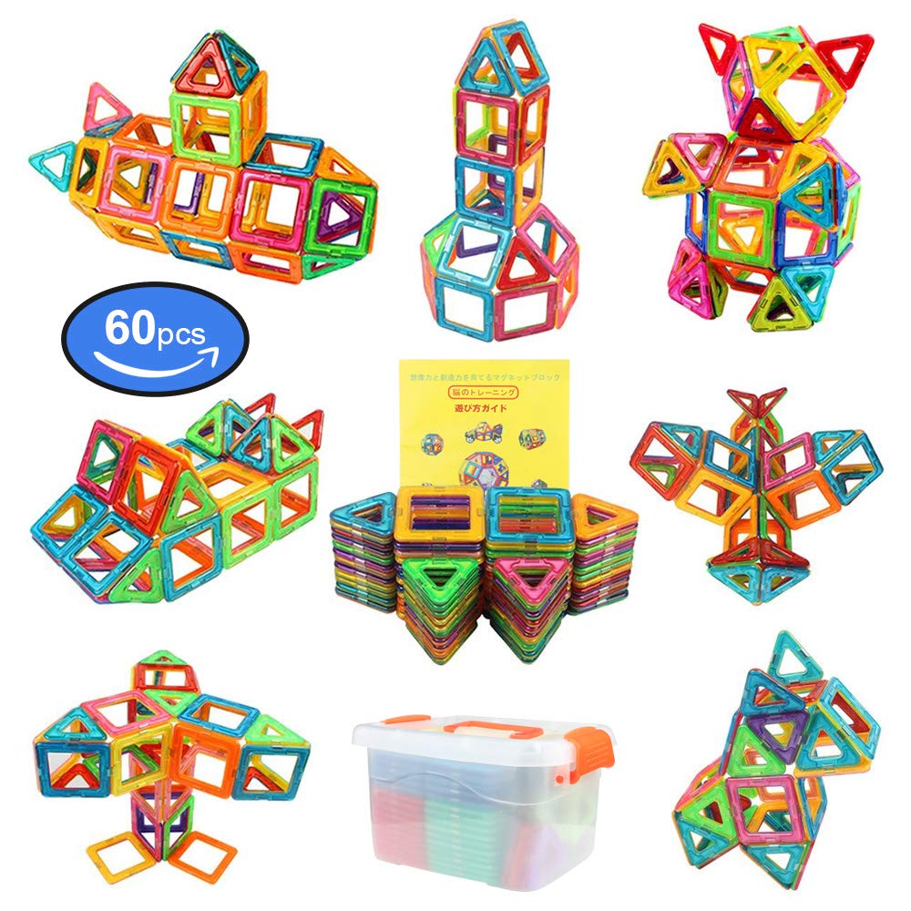 FlyCreat Magnetic Building 60 Magnetic Magnetic Building Blocks for 3D and DIY with Storage Perfect for and Christmas Baby and Blocks, Pieces, Toys,