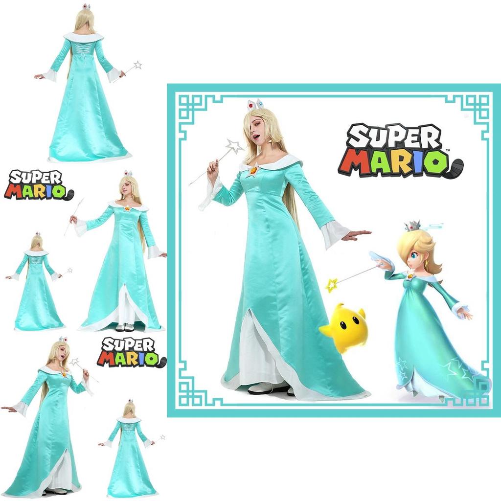Rosalina Cosplay Kleid Aus Super Mario Galaxy Komplettes Set Mit Krone