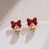 Exquisite Silver Dripping Oil Bow Bell Earrings - High-End Christmas Studs