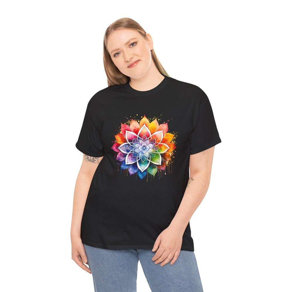 Retro Yoga Zen Lotus Flower T-Shirt - Artistic Flower Tee for Unique Style
