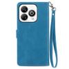 For ZTE Blade A75 4G Zipper Wallet Case with Strap Flower Imprint PU Leather Phone Cover