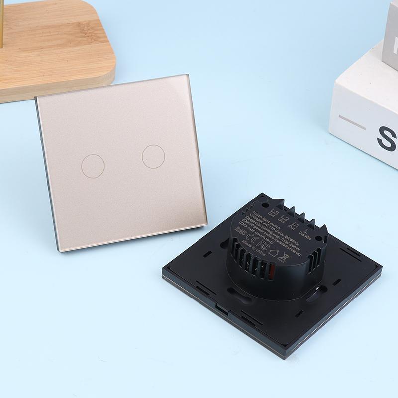 1/2/3fach Touchschalter 1-Weg Typ-C USB Wandsteckdosen Lichtschalter mit Steckdosen Glasplatte Gold