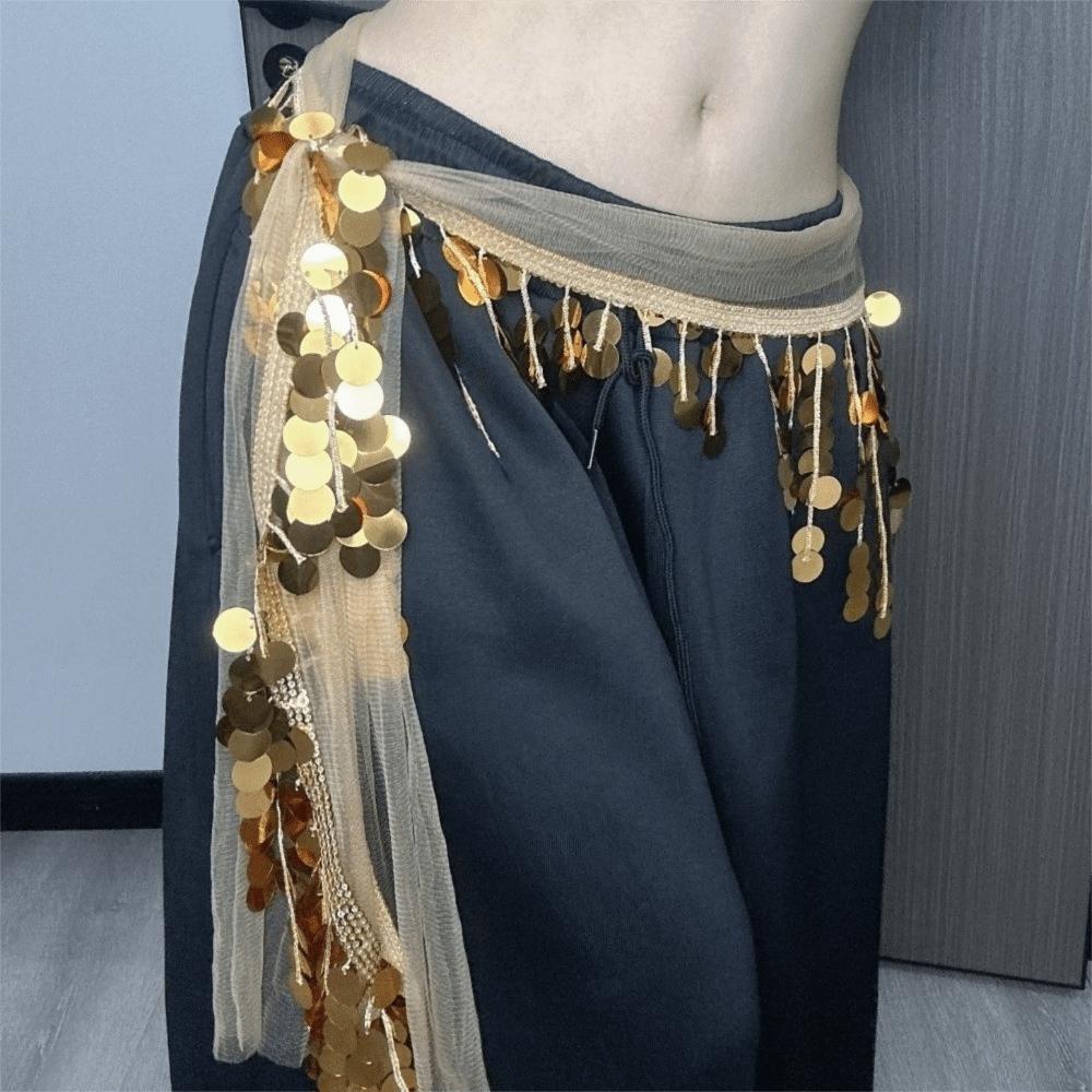 Long Tassel Belly Dance Belt Glitter Sequins Sequin Waist Chain Carnival Celebration