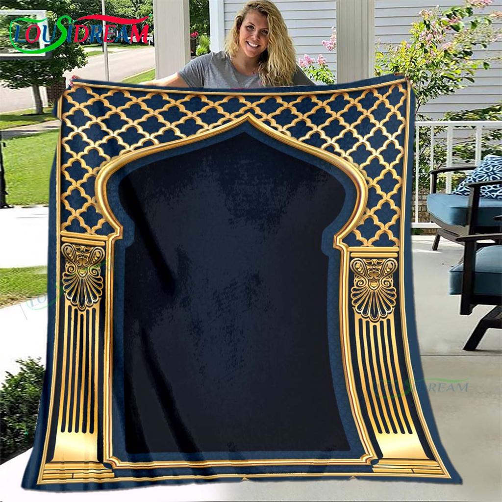 Muslim Prayer Print Soft Blanket  Living Room Bedroom Sofa Bed Blanket  Gift Travel Office Lunch Break Blanket