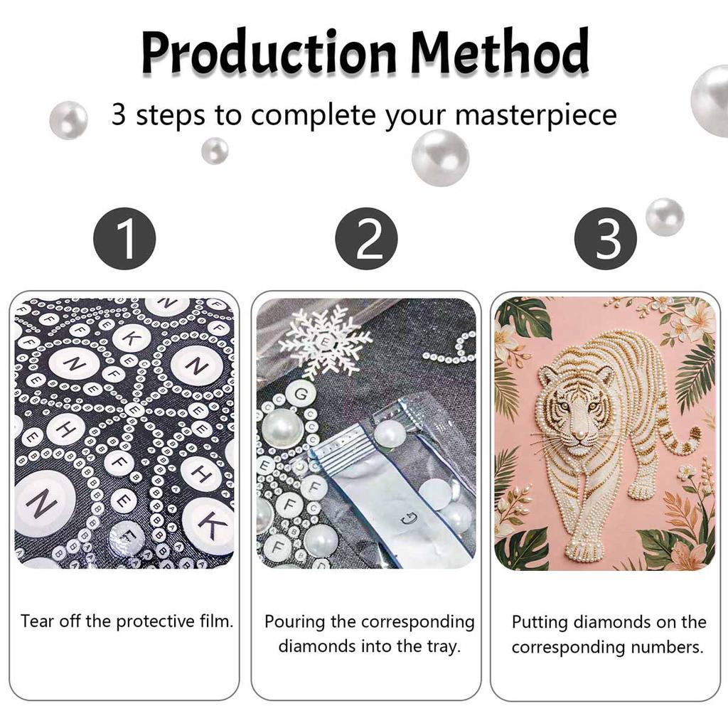 Pearl Art Painting Kit for Adults and Beginners Elegant Tiger Sparkling Painting Craft Home Wall Decor Handmade Gift