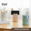 Pencil Phone Holder Cute Bear 2-in-1 Pen & Stand, Macaron Colors Desk Organizer, Large Plastic Capacity Storage for Pens Makeup Brushes Scissors