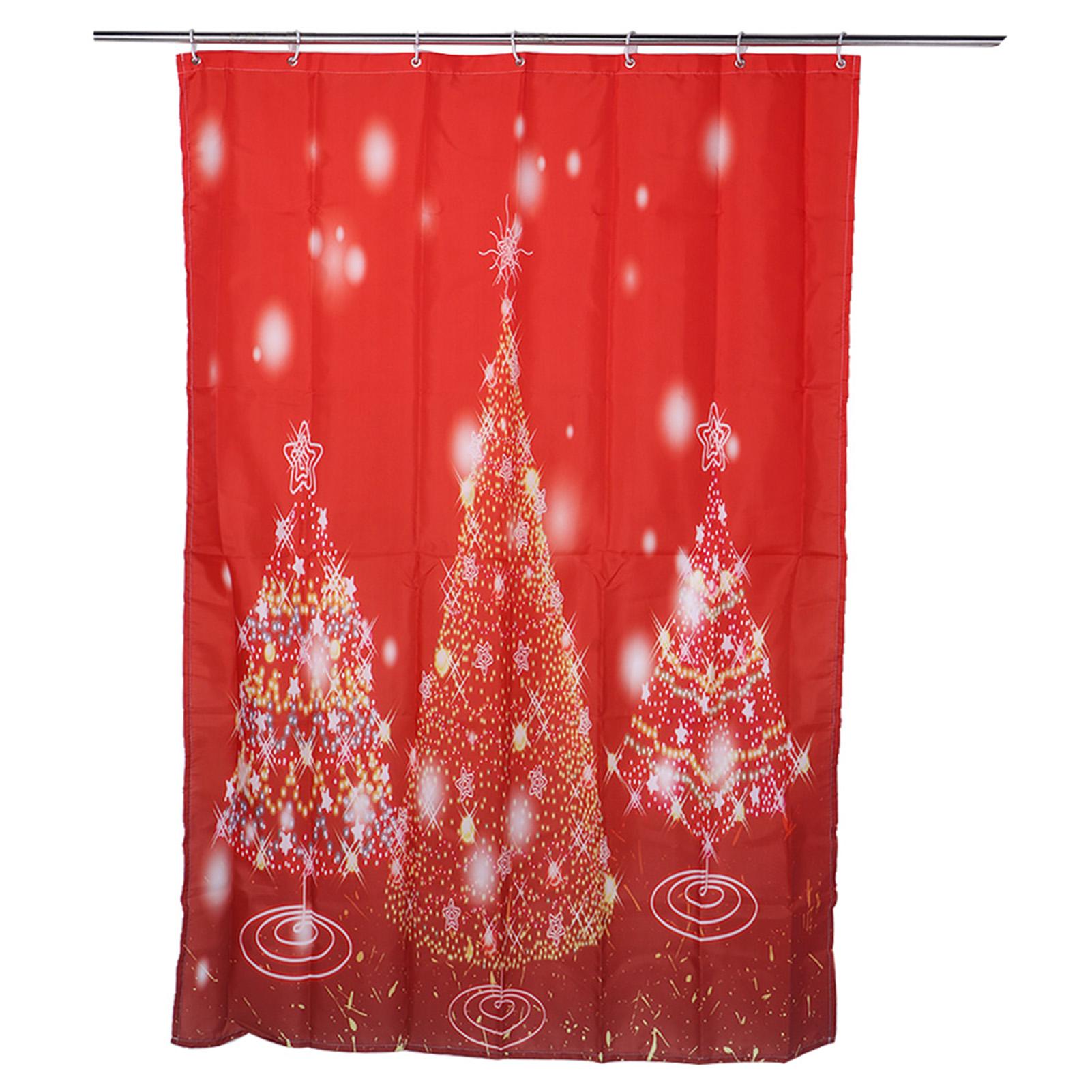 

120x180cm Christmas Tree Print Pattern Waterproof Bathroom Bath Shower Curtain with Hooks