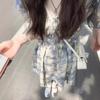 French Square Neck Puff Sleeve Floral Dress - Summer 2024 Waist-Slimming A-Line Skirt for Women