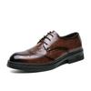 Fashion Italian Brand Men's Leather Casual Shoes Classic Brown Brogue Shoes Office Commuting Men's  Business Work Shoes Versatile