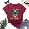 I JUST WAIT Cotton T-Shirt Short Sleeve Round Neck Women 2d Print Tops