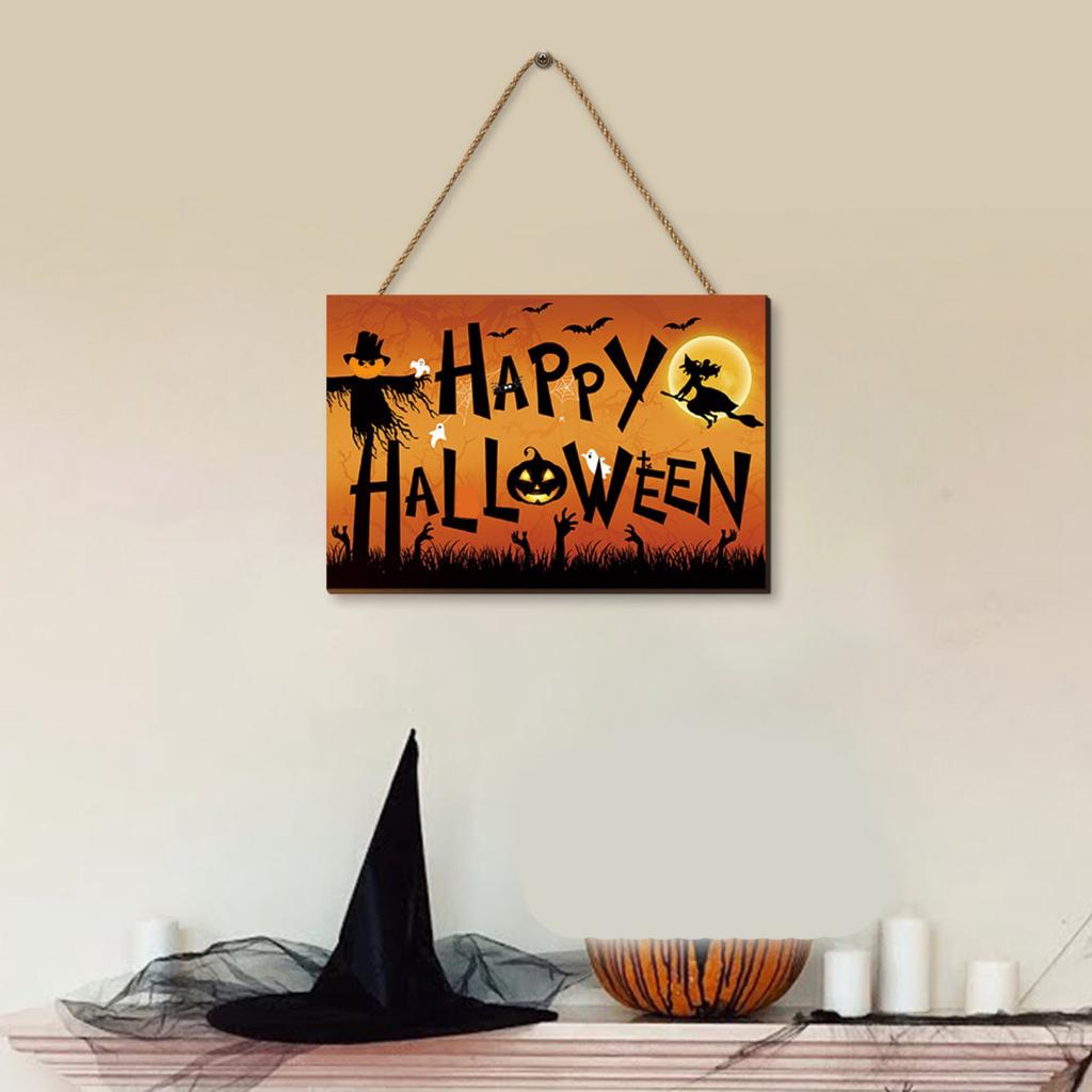 Wooden Halloween Doorplate Decoration Pendant Decoration Horror Festival Atmosphere Door Hanging