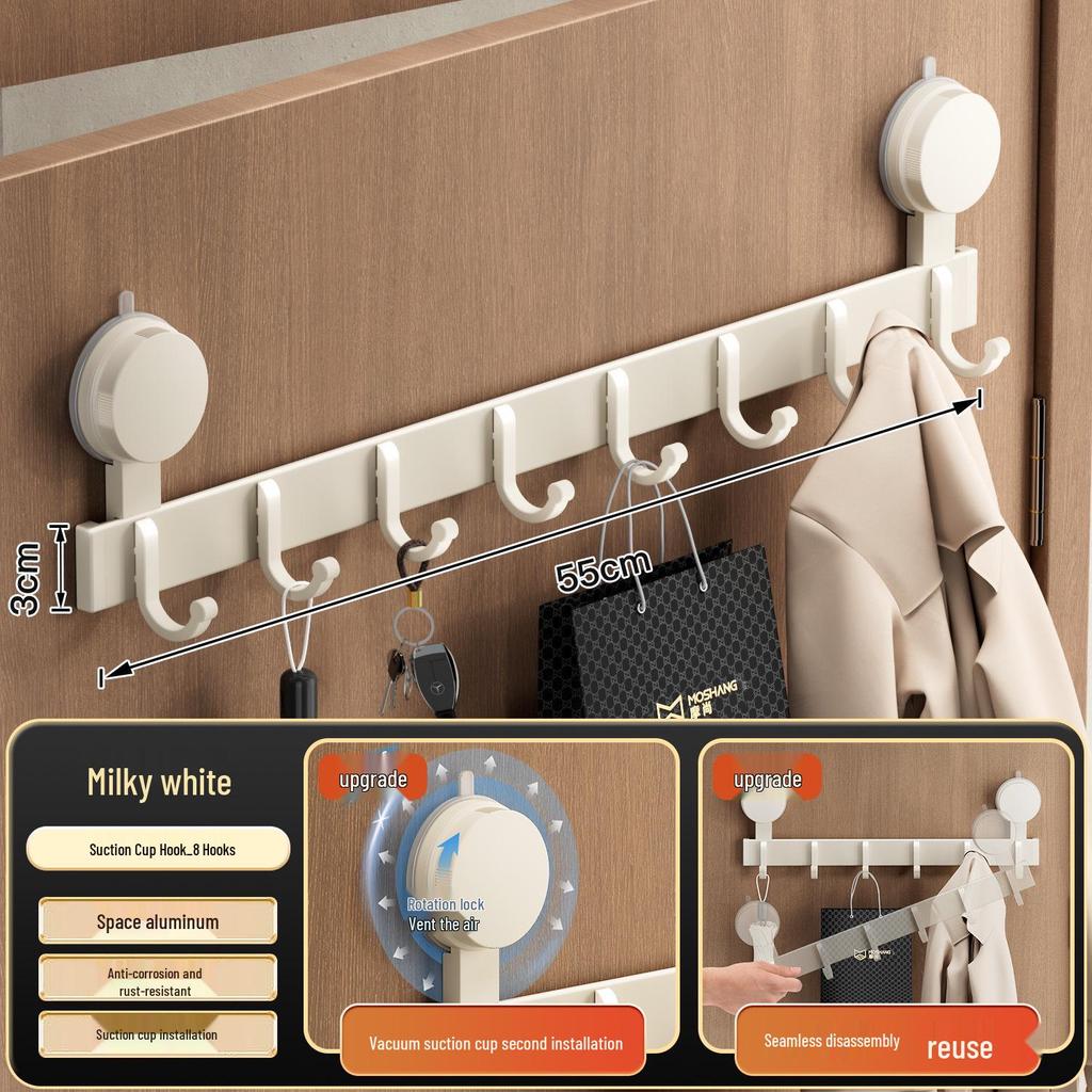 Strong Load-Bearing Suction Cup Hooks for Bathroom Wall or Door – No-Drill Clothes and Towel Rack