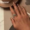 Bamoer 925 Sterling Silver Meteor Opening Ring Green Star Adjustable Ring for Women Birthday Gift Fine Jewelry