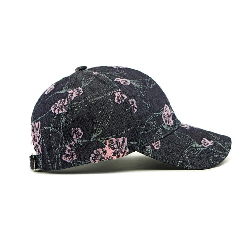 Women Jacquard Flower Cap Outdoor Sun Hat Denim Baseball Cap