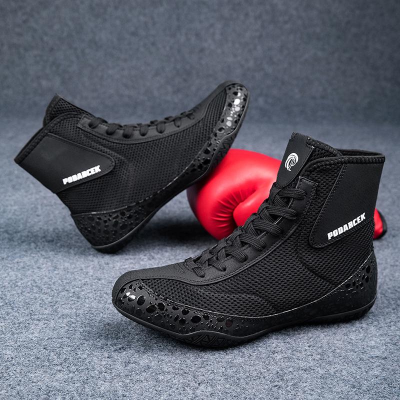 Men's Boxing Shoes High-top Free Sparring Wrestling Shoes Anti-slip Gym Training-specific Sneakers Martial Art Shoes