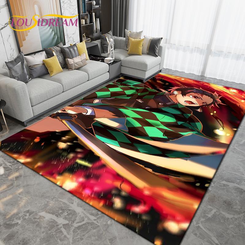 Cartoon Demon Slayer Area Rug Large,Carpet Rug for Living Room Children's Room Decoration,Kids Play Crawl Non-Slip Floor Mat