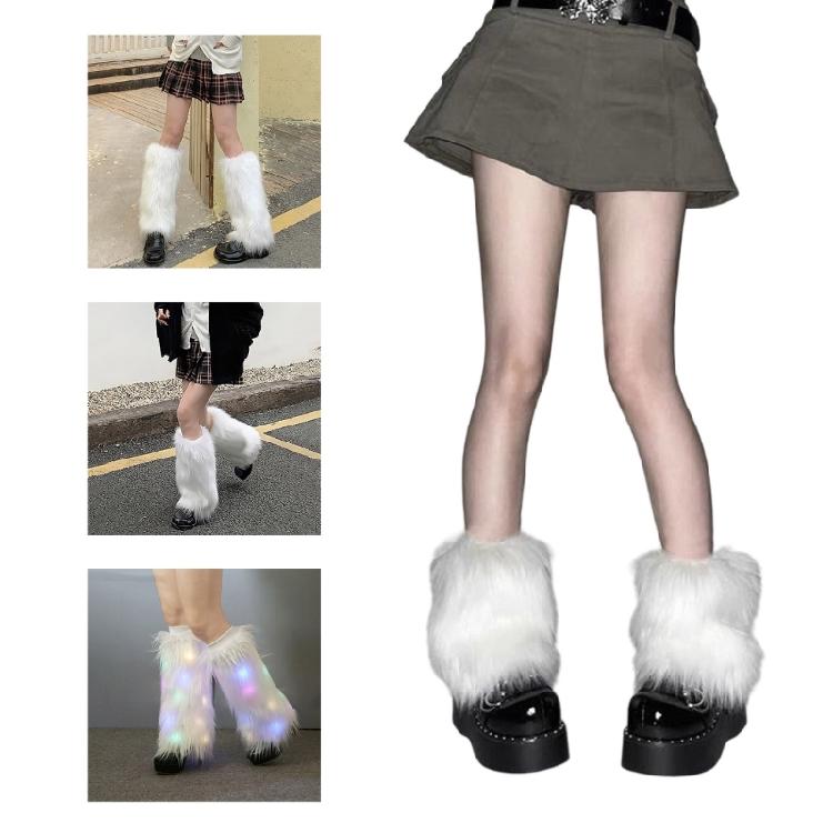 Faux Furs Leg Warmer,Y2K Warm Cozy Fuzzy Leg Warmer Boot Cuffs Cover for Womens