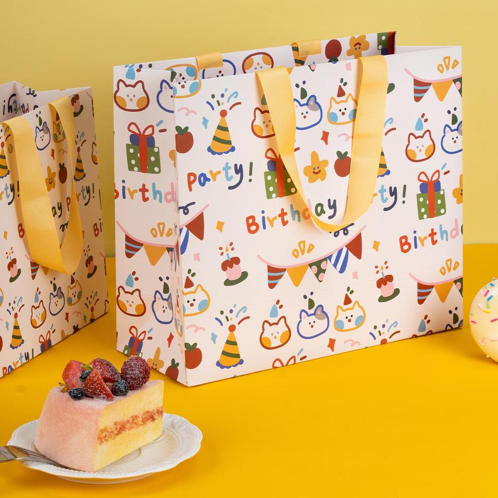 Cartoon Gift Tote Bag for Birthdays & Valentine's Day - Childlike Paper Gift Packaging