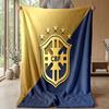 Brazil Football Printed Flannel Blanket Skin Friendly Warm Decorative Throw for Indoor Couch Bed Daily Use