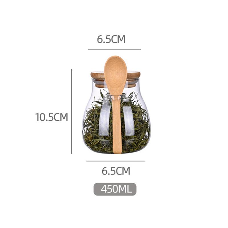 Контейнеры для еды Стеклянная банка с крышкой и ложкой Герметичный контейнер для сахара, чая, кофейных зерен Банки для хранения кухонных специй, круп