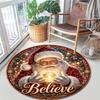 Cute Christmas Day Gift Bell Santa Claus Snowman Christmas Tree round rug Home Soft Decorative Anti slip Chair Mat Carpet Outdoor Floor Mat Carpet 11