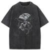 Black TShirt Men Hip Hop Streetwear Retro Washed Black Cracked Face Skull Graphic T Shirt Cotton Tshirt Harajuku Tops Tee Unise