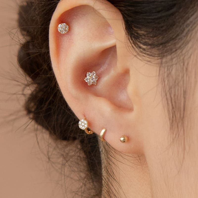 LUNNE 14k Round Cubic Piercing (14K Gold) #W13