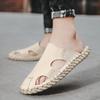 Fashion Driving Shoes Men's Summer Baotou Soft Bottom Sandals and Slippers Year's New Deodorant Leather Sandals Men's Casual Beach Shoes