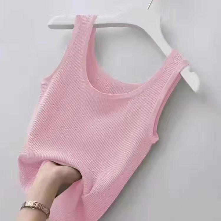 

Ice silk breathable inner cover-catty suspender threaded vest women s large size slim-fitting outer wear inner bottom shirt 5XL