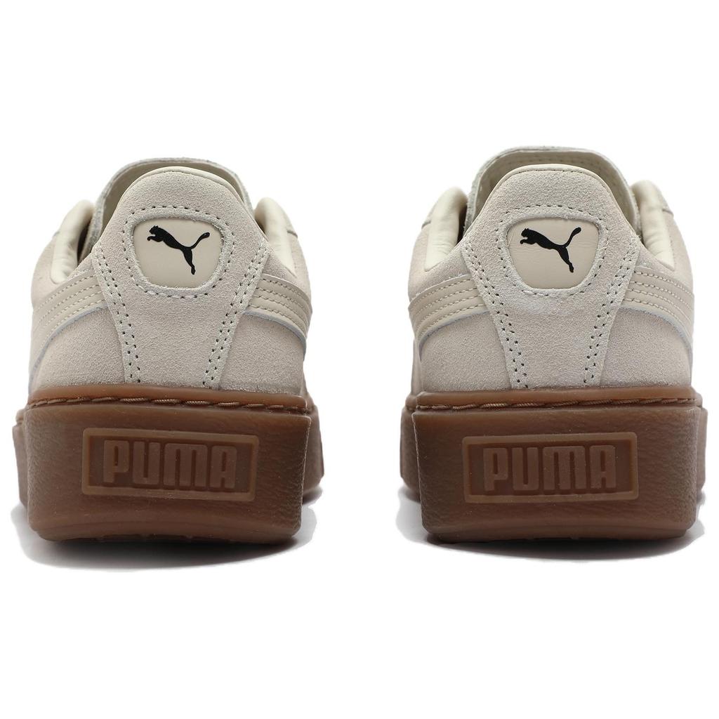 Puma Suede Platform CORE Women Vintage Low Top Skate Shoes Snow White Gum Brown 363559-19