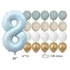 22pcs/set Baby Blue Series Latex Balloon Vintage Blue Foil Number Balloon For Boy's Birthday Party Anniversary Decoration Supply