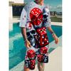 Herren Schädel Würfel Druckmuster Herren T-Shirt Kurzarm Herren Shorts Set Sportanzug Atmungsaktiv Schnelltrocknend Täglich Lässig Outdoor-Bekleidung