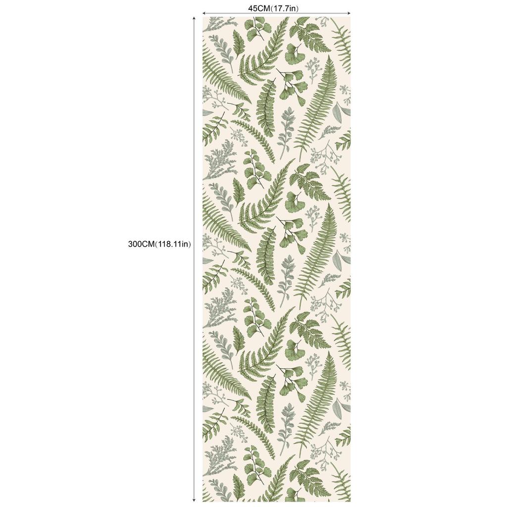 Removable Seamless Self-Adhesive Wallpaper for Living Room Background (Green Plants and Flowers)