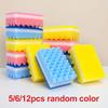 Wood Pulp Cotton Wavy Cleaning Sponges, High Density 3 Layer Kitchen Dishwashing Scouring Pads, Random Colors, 5 Pcs 6 Pcs 12 Pcs