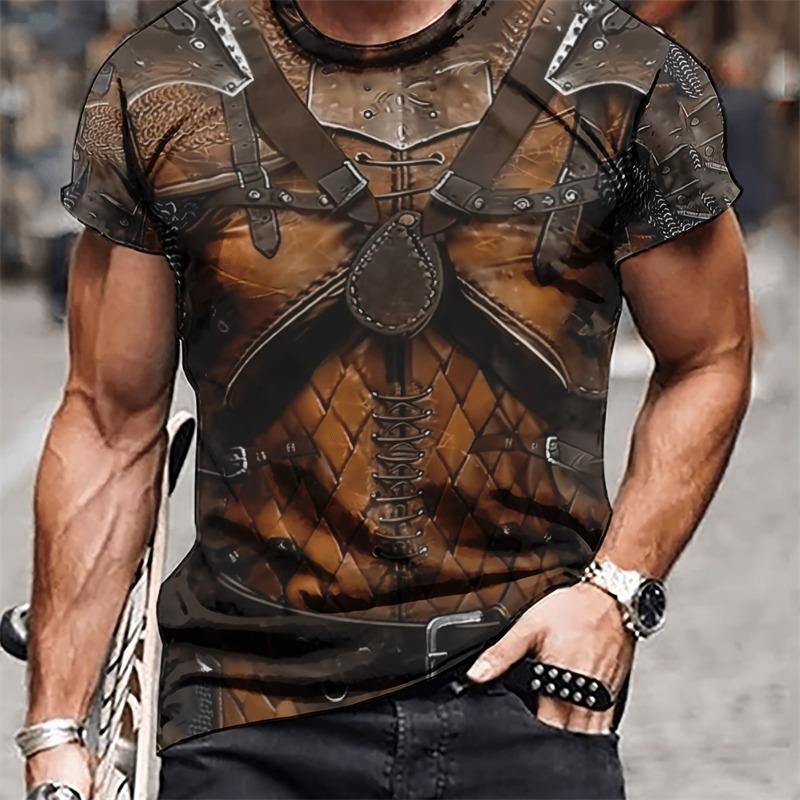 Men's New 3D T-shirt Crew Neck Short Sleeve Casual Top Breathable