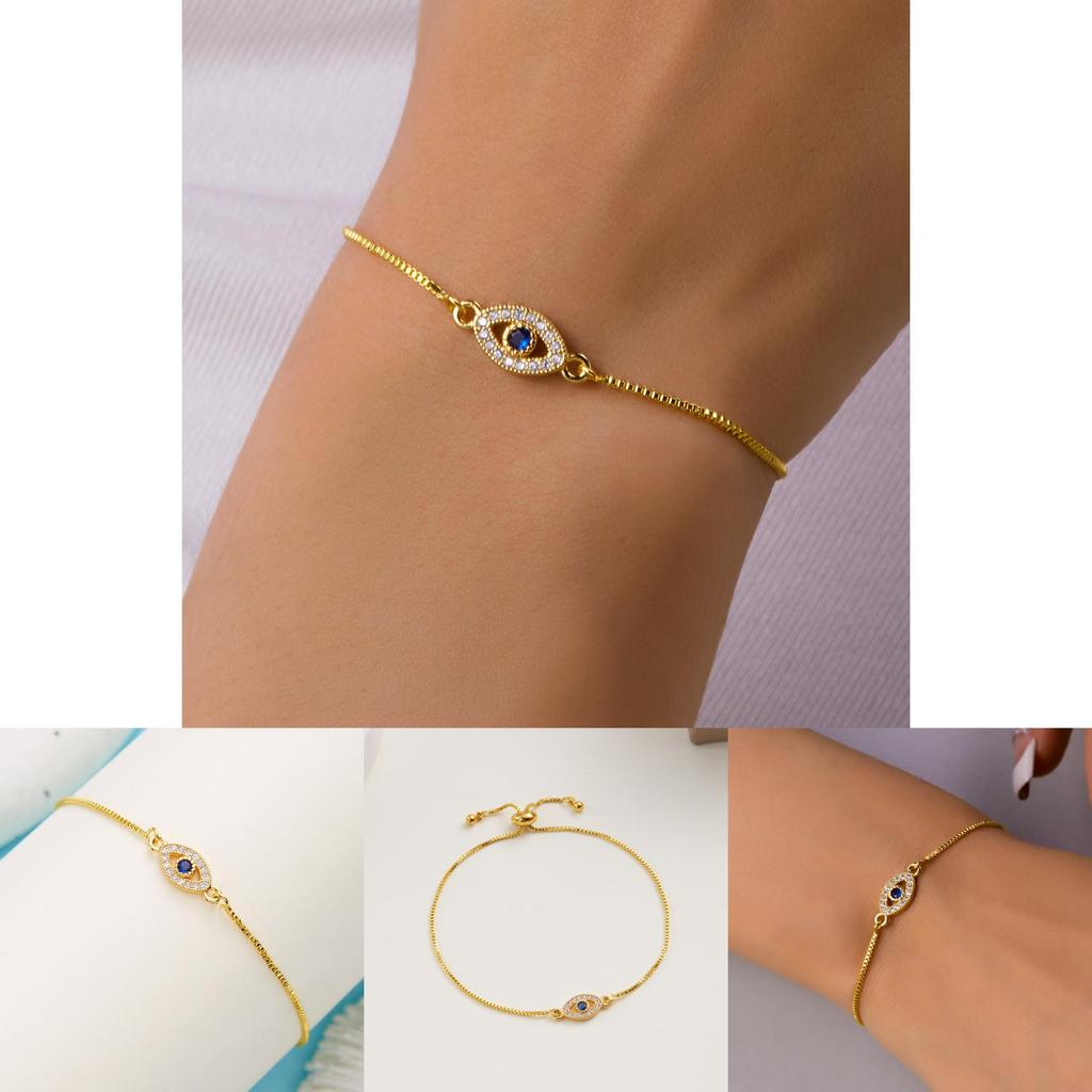 Fashion Pulling Bracelet With Blue Eye Design And Rhinestone Decor For Men And Women