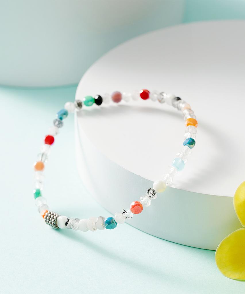 Polalita Multi Pastel Stone Bracelet (Plt-Br-047_Wt)
