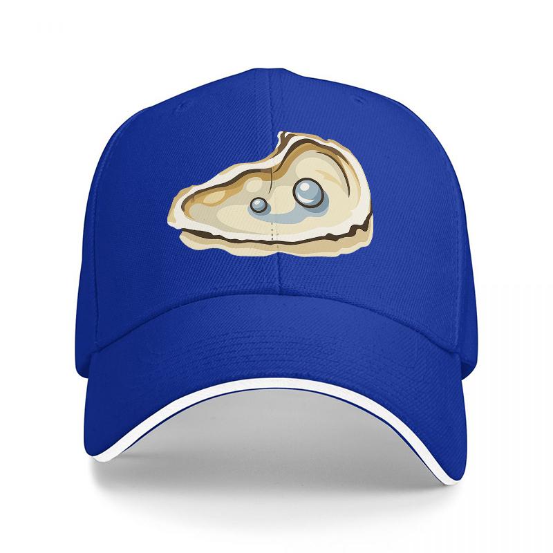 Oyster Pearl Design Baseball Cap Black Hat with Ocean Inspired Shell Pattern Fashionable Streetwear Accessory for Adults