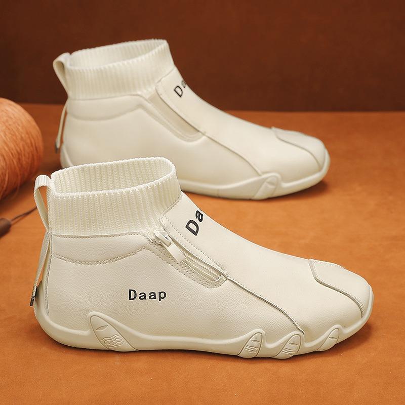 Fashion New Ankle Boots Men's Casual Shoes High Tops Trendy All-match Shoe for Men Light Soft Comfortable Personality Flat Shoes for Men