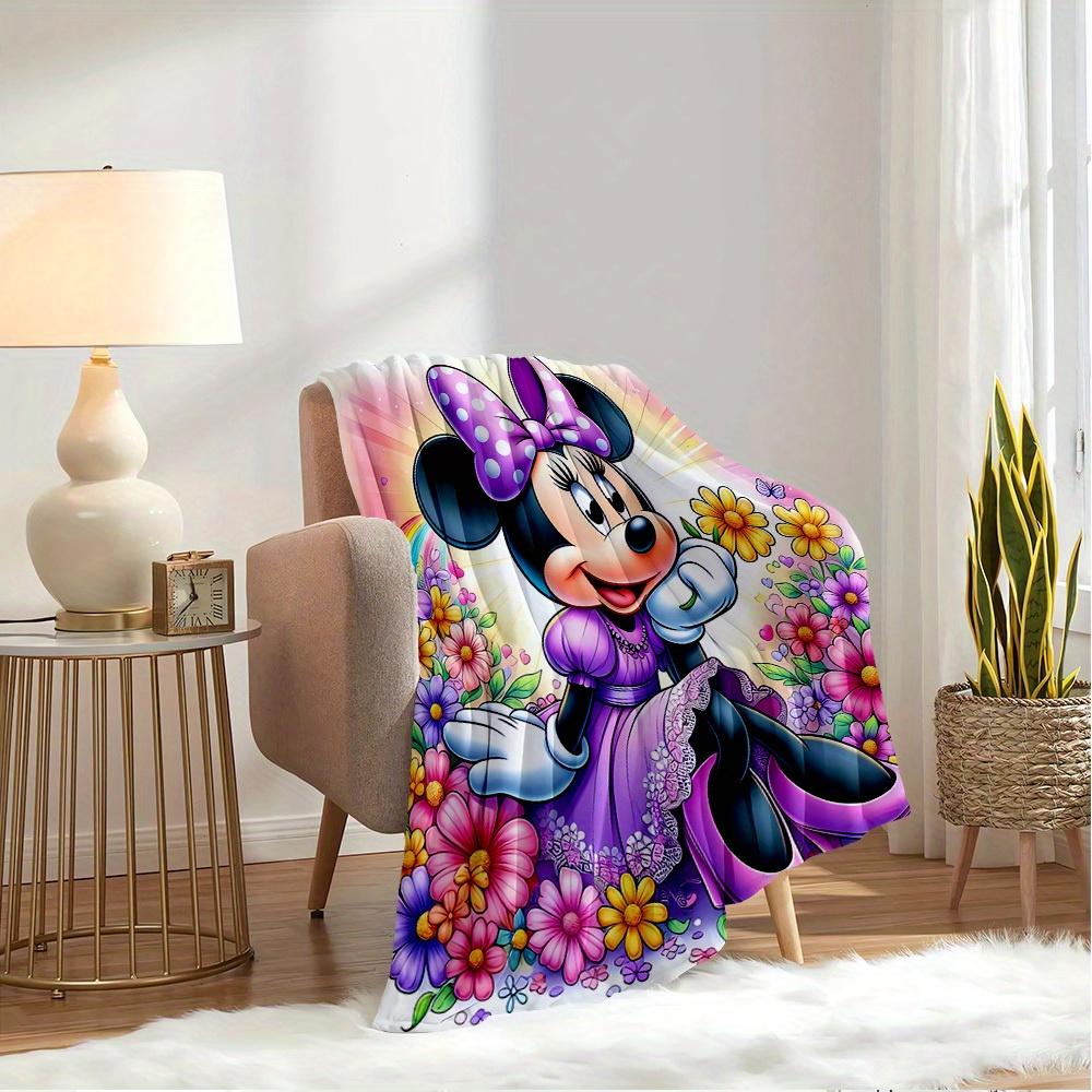 1 PC Velvet Bedding Throw Blanket - Minnie Mouse Floral Design - Soft and Cozy for Sofa, Couch, or Bed - Perfect Gift for Disney Lovers - Ho